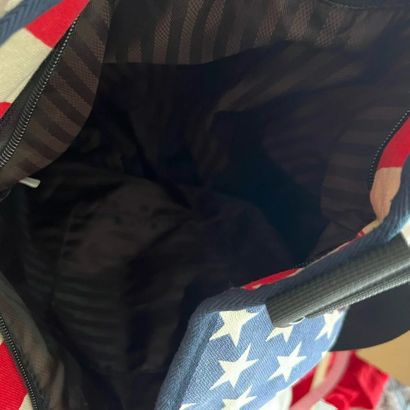 American Flag Canvas Tote with long strap - Picture 4 of 5